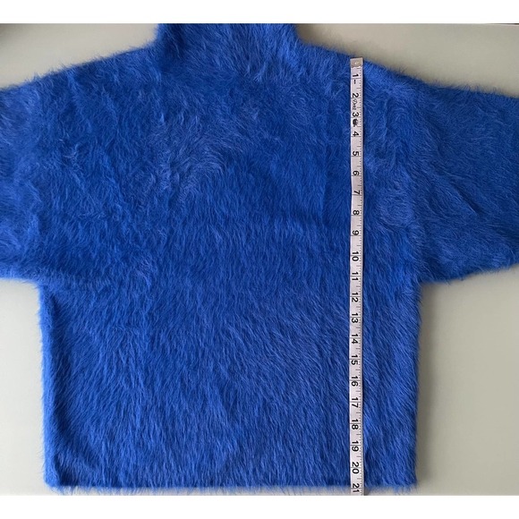 Line & Dot Fuzzy Alder Sweater Bright Blue Size M - Picture 8 of 9